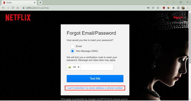 Can'T Remember Email And Phone Option On Netflix