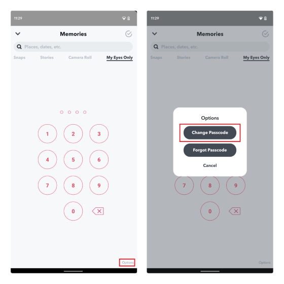 change my eyes only passcode