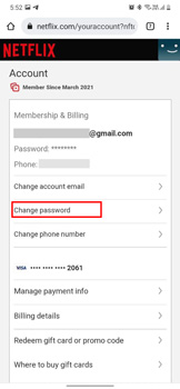 change password on netflix mobile app