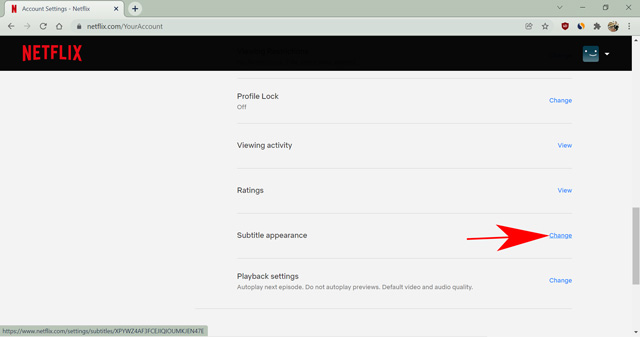 change subtitle appearance in Netflix profile