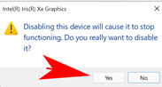 confirm disabling graphic driver