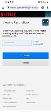 enter account password on netflix for verification