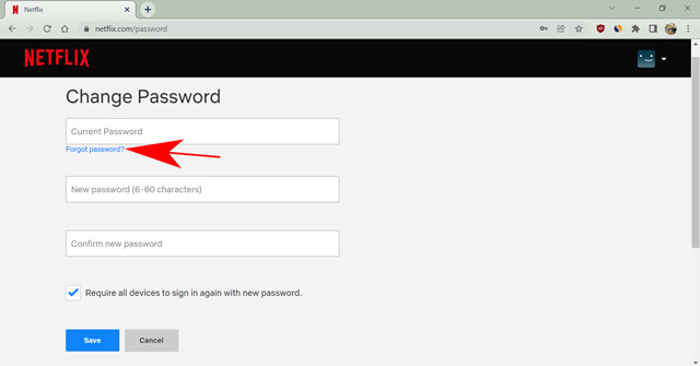 forgot password option on netflix
