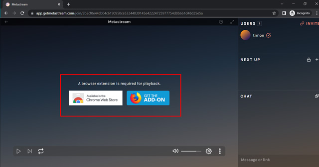 install Metastream extension
