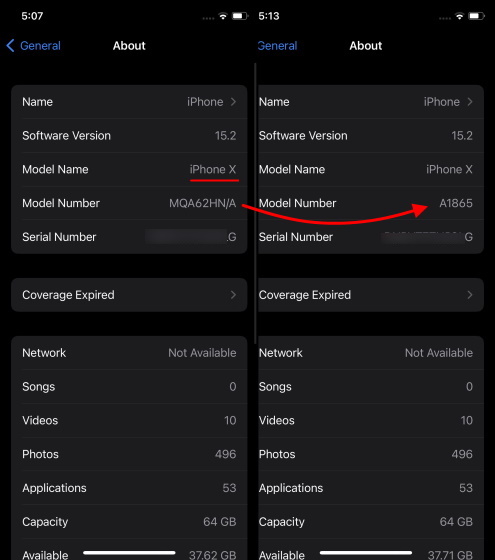 Nom Du Modèle D'Iphone Répertorié Sur À Propos Dans Les Paramètres