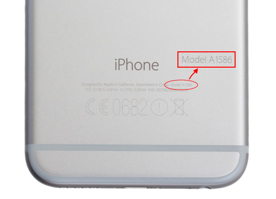 iphone model number printed on the back panel