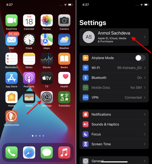 iphone settings - your profile