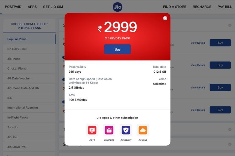 Jio introduces Rs 2999 annual prepaid plan