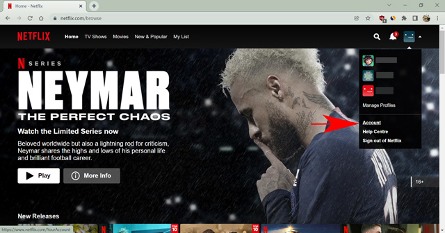account settings in Netflix