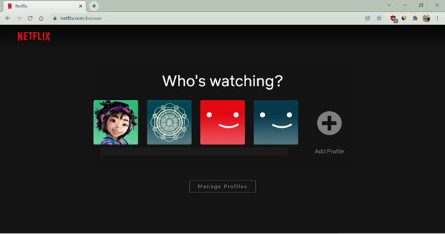 open any profile in Netflix on browser