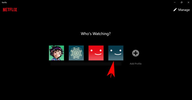 open any profile on netflix desktop app