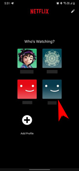 open any profile on netflix mobile app
