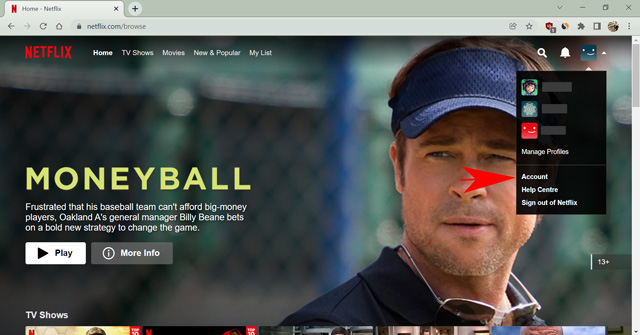 open account settings in netflix