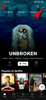 open Netflix settings on mobile app
