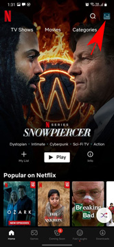 open settings in netflix mobile app