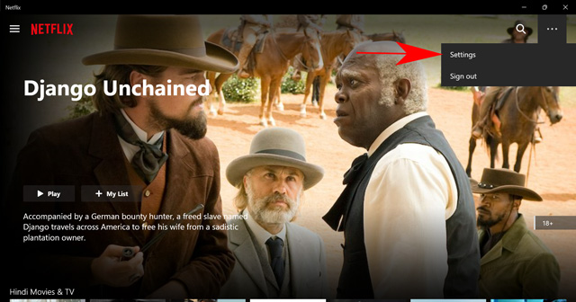 Open Netflix settings in desktop app