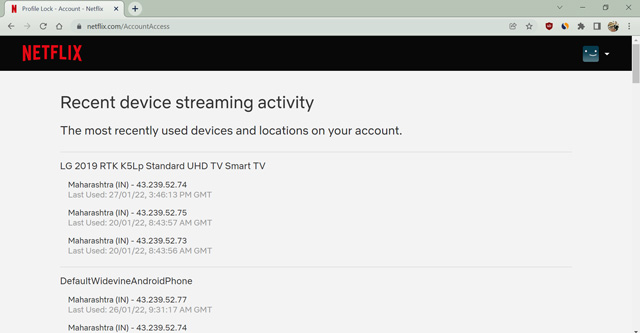 recent device streaming details