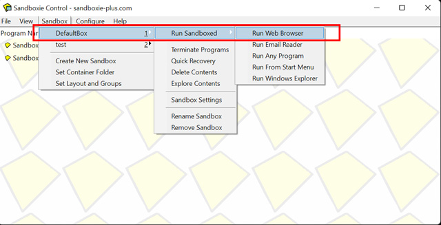 run browser in sandbox