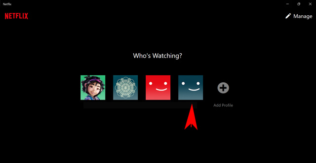 open a profile in Netflix app