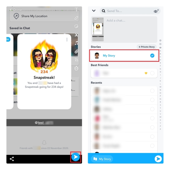 share Snapchat Streaks to story