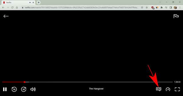 captions icon on netflix using browser