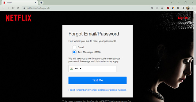 Use Phone Number To Reset Netflix Password
