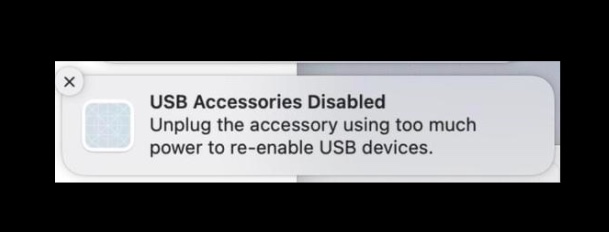 "USB Accessories Disabled" on Mac