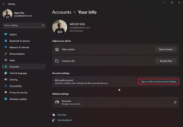 How to Create a Local Account on Windows 11 [5 Ways] | Beebom