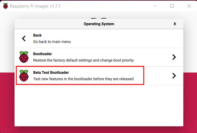 Update the Raspberry Pi Bootloader to the New Beta network Version