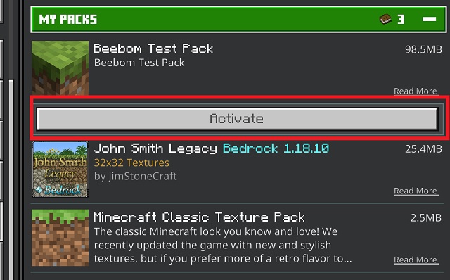 Activate Custom Texture Pack in Minecraft