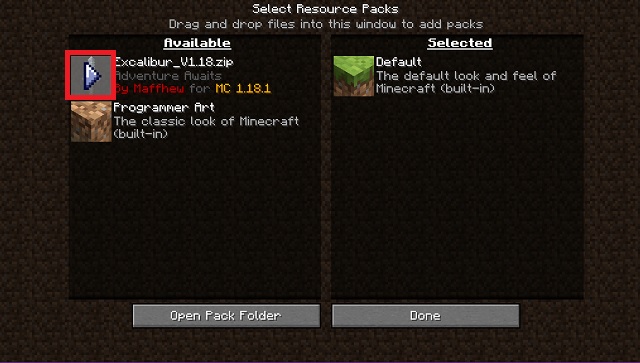 Activate Texture packs in Minecraft Java
