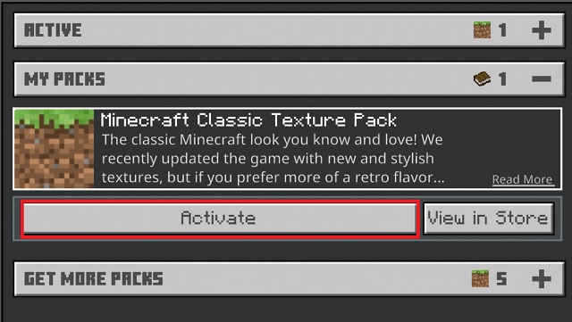 Activate Texture packs in Minecraft MCPE