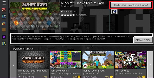 Activate Texture packs in Minecraft bedrock edition