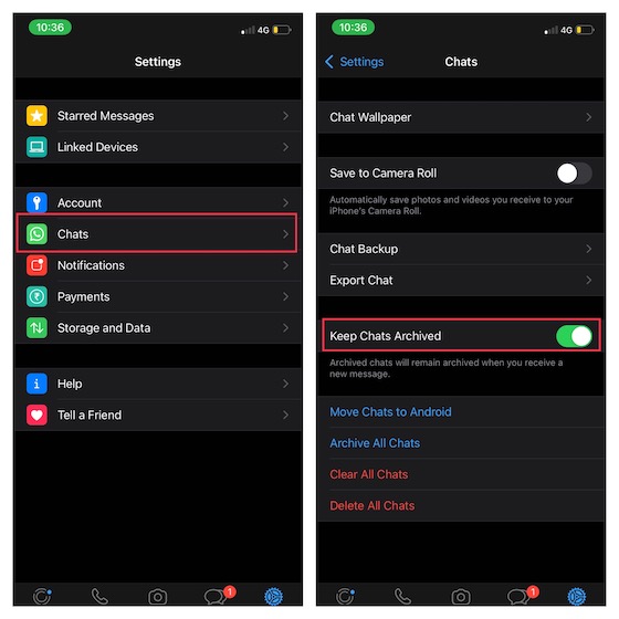 Always keep WhatsApp chats archived on iPhone