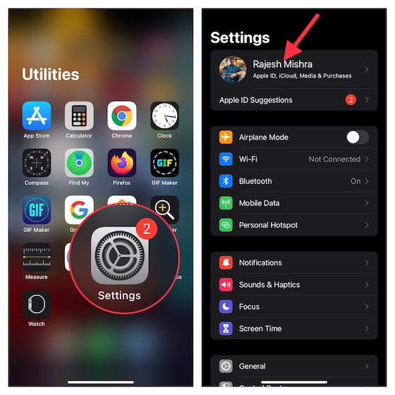 Apple ID banner on iOS