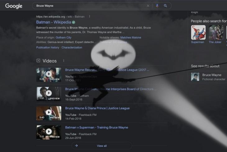 Google search batman easter egg