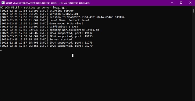 Bedrock Server in command prompt