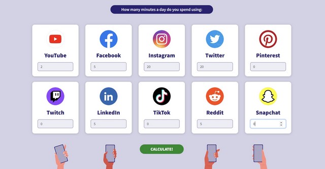 calculator to see carbon footprint from social media apps