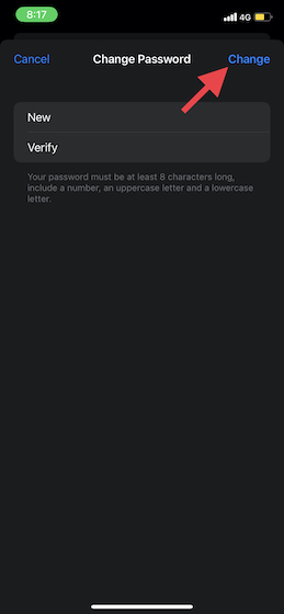 Change Apple ID password on iPhone