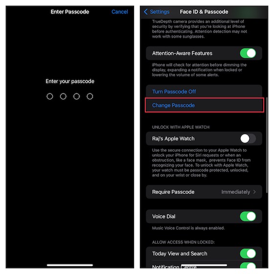 Change passcode on iPhone and iPad