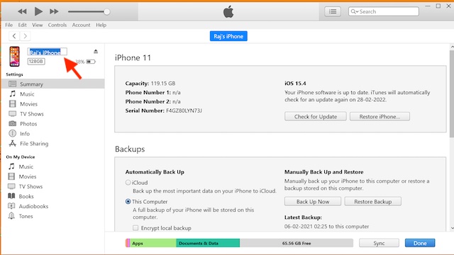 Ändern Sie Ihren Gerätenamen mit iTunes