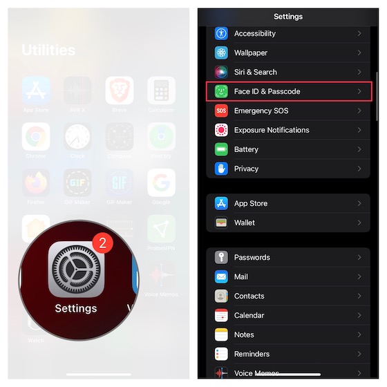 Face ID and passcode settings in iPhone