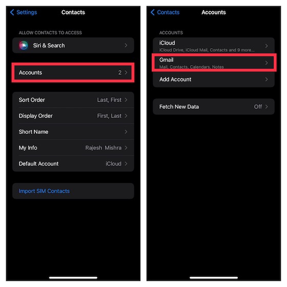 Choose third party account on iOS