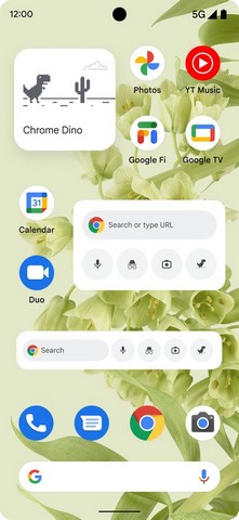 Google Chrome widgets on android