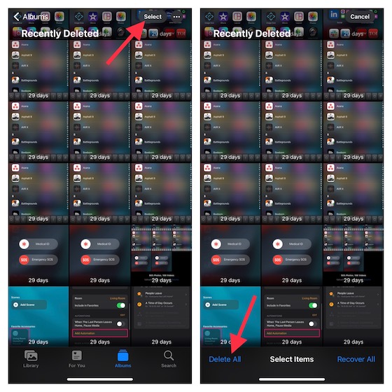 Clear recently deleted albums on iPhone and iPad