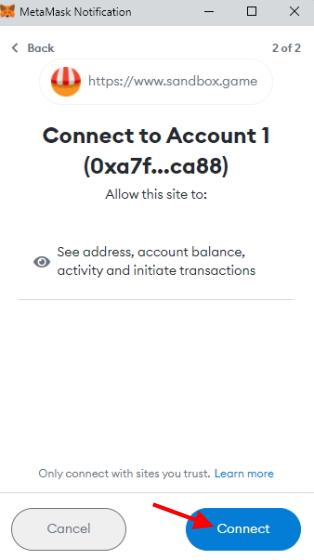 connect button metaverse