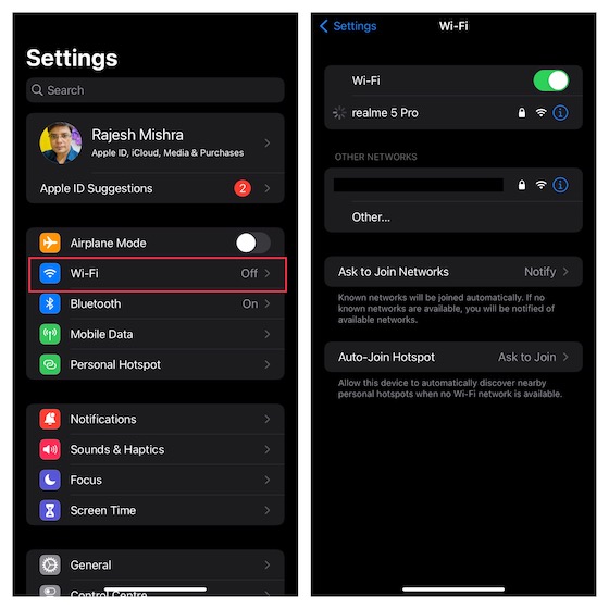 Connect to a Wi-Fi network on iPhone and iPad