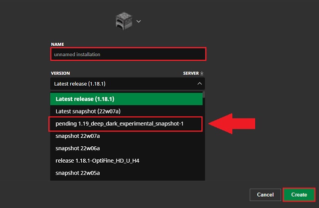 Creating deep dark update installation in Java Minecraft
