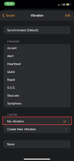 Custom vibration sound on iPhone