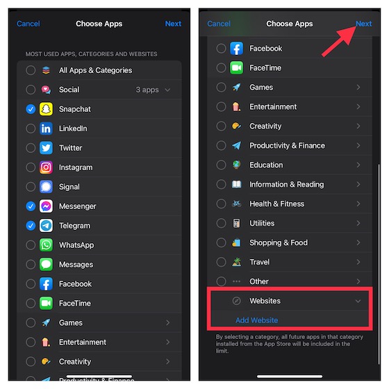 Customize app limits on ioS